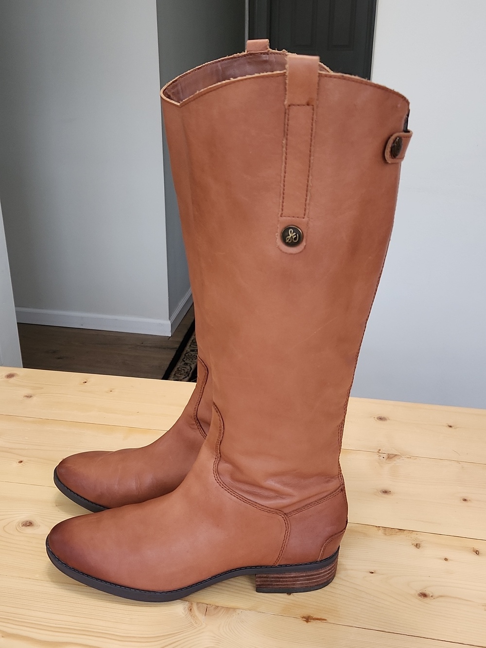 Sam Edelman Penny Tall Riding Boots Cognac Brown Leather Knee High Size 10M - Picture 5 of 16